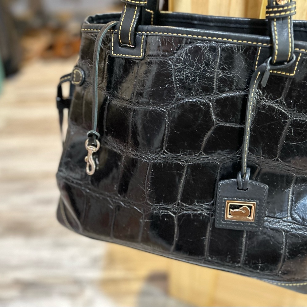 Dooney & Bourke Black Croc-Embossed Shoulder Bag